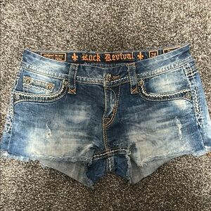 Rock Revival Blue Distressed Jean Shorts